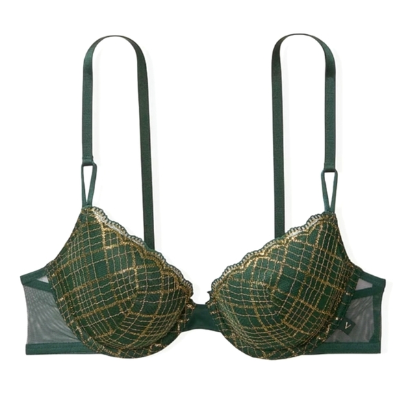 Victoria's Secret 36DDD Demi Bra, Emerald Green w/ Golden stitching 😍 Like New - Picture 14 of 15